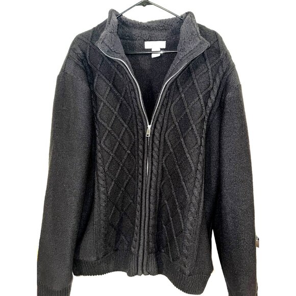 Tricots St Raphael Black Full-Zip Sweater XL 100% Acrylic Shell Polyester Lining - Picture 3 of 4